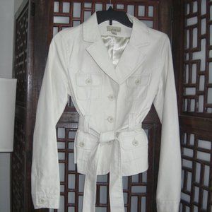 FAUX-LEATHER JACKET - SAFARI STYLE - IVORY COLOR